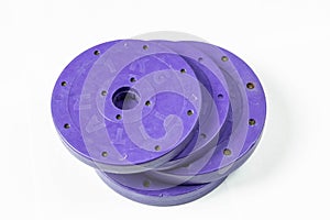 Disassembled dumbbell on white background