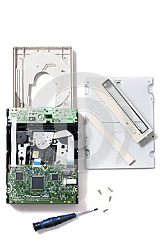 Disassembled dvd-rom drive