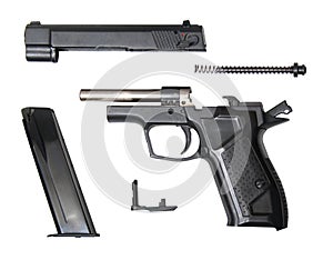 Disassembled fort-12r traumatic gun