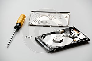 Disassembled laptop hard drive