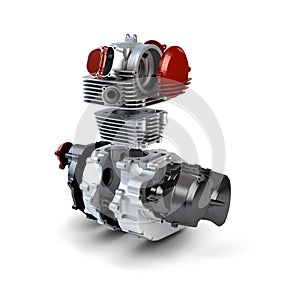 Disassembled motorcycle engine