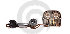 Disassembled old retro vintage rotary phone