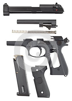 Disassembled pistol