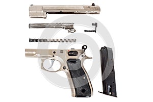 Disassembled Semi-automatic gun