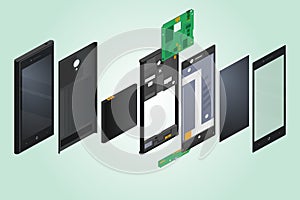 Disassembled Telephone Technical Illustration