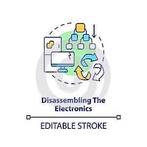 Disassembling electronics concept icon