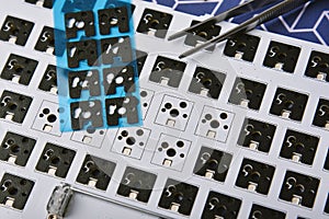 Disassembly mechanical keyboard, Modified custom keyboard with PCB switch pad stickers photo