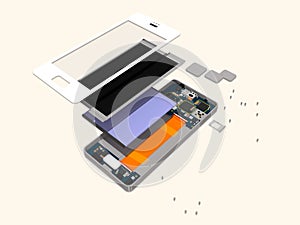 Disassembly of a modern touch phone.