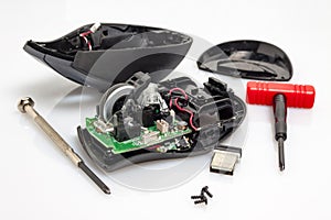 Dismantled the computer mouse