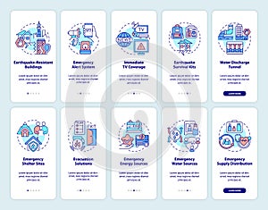 Disaster mitigation onboarding mobile app screen set