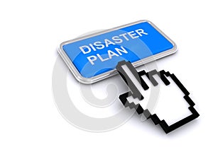 Disaster plan button on white