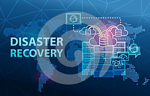 Disaster Recovery Cloud Server Data Loss Prevention Concept Background