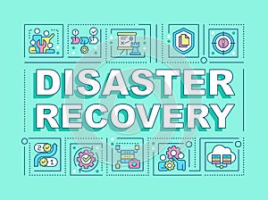 Disaster recovery word concepts turquoise banner