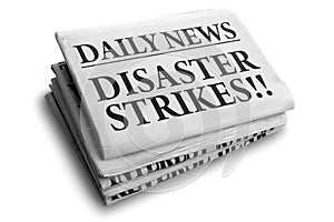 Disaster strikes daily newspaper headline