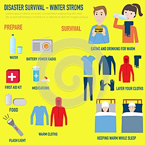 Disaster Survival - Winter stroms infographics elements.illustrator EPS10.