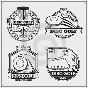 Disc ball badges, labels and design elements.