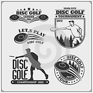 Disc ball badges, labels and design elements.