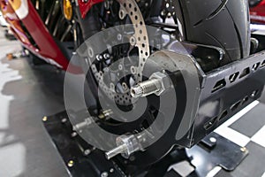 Disc brakes on a motorcycle up close alloy wheels for motorcycles robust steel wheel arches. Tires and wheels for motorcycles in