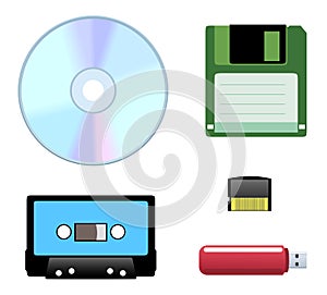 Disc, diskette, cassette icons