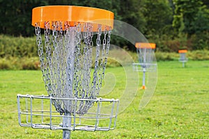 Disc golf basket.