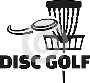 Disc golf with basket and frisbee