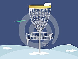 Disc golf basket in winter (vector)