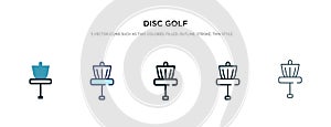 Disc golf icon in different style vector illustration. two colored and black disc golf vector icons designed in filled, outline,