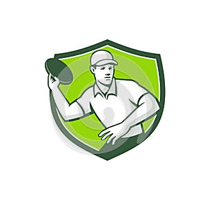 Disc Golf Player Throwing Front Mascot Crest