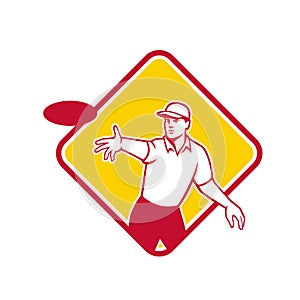 Disc Golf Player Throwing Mascot Diamond