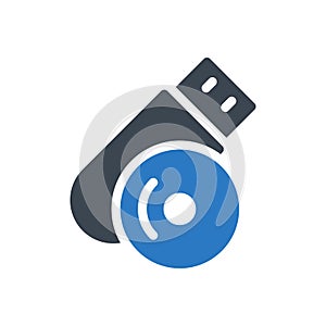 Disc vector glyph color  icon
