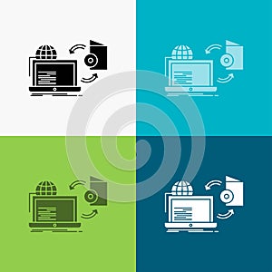 Disc, online, game, publish, publishing Icon Over Various Background. glyph style design, designed for web and app. Eps 10 vector