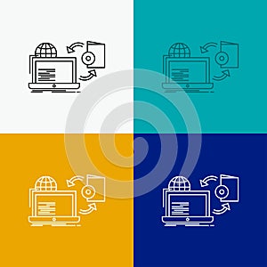 Disc, online, game, publish, publishing Icon Over Various Background. Line style design, designed for web and app. Eps 10 vector
