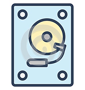 Disc player, hard disk Isolated Vector Icon That can be easily edited in any size or modified.