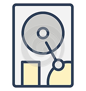 Disc player, hard disk Isolated Vector Icon That can be easily edited in any size or modified.