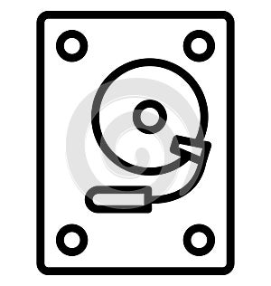 Disc player, hard disk Isolated Vector Icon That can be easily edited in any size or modified.