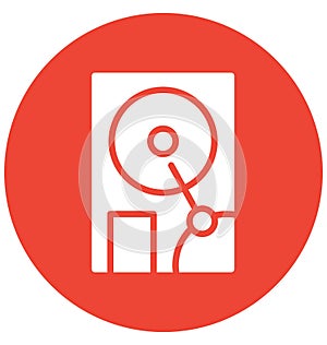Disc player, hard disk Isolated Vector Icon That can be easily edited in any size or modified.