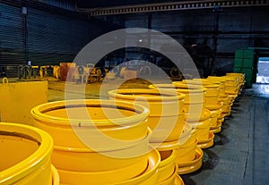 Disc rim production site for BelAZ dump trucks in the forge factory.