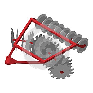 Disc tractor plow icon, isometric style