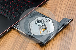Disc tray on laptop computer