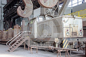 Discarded diesel locomotive in a steel plant