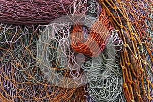 Discarded fishing nets detail