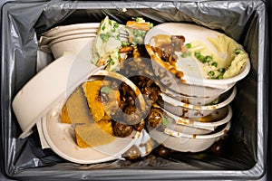 Discarded Leftover Food In Trash