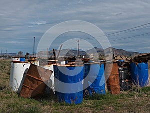 Discarded oil drums