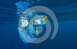 Discarded plastic in ocean