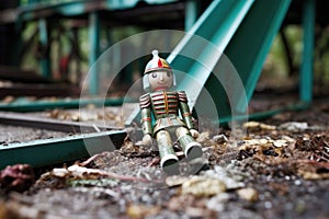 discarded toy soldier near slide