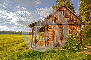 Discarded wooden cabin