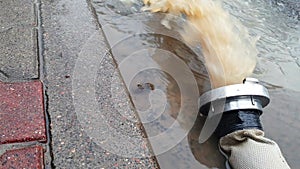 Discharge of dirty sewage, waste water onto the street