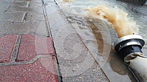 Discharge of dirty sewage, waste water onto the street