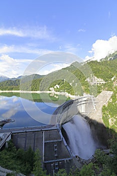 Discharge from Kurobe dam in Toyama