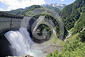 Discharge from Kurobe dam in Toyama